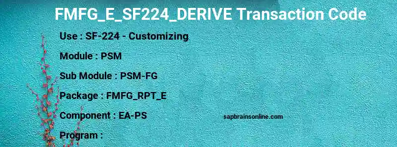 SAP FMFG_E_SF224_DERIVE transaction code