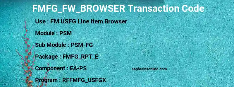 SAP FMFG_FW_BROWSER transaction code