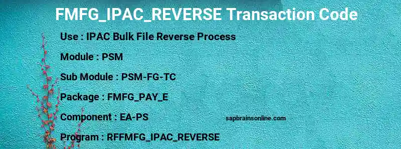SAP FMFG_IPAC_REVERSE transaction code