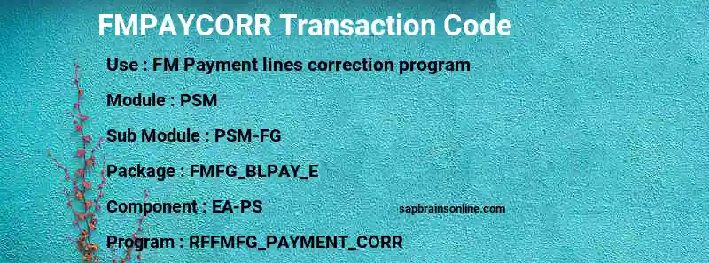 SAP FMPAYCORR transaction code