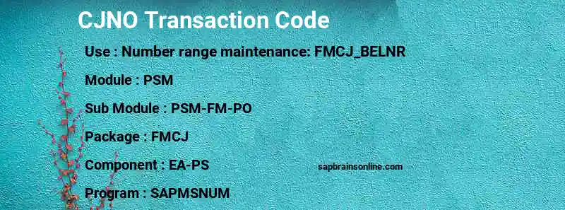 SAP CJNO transaction code