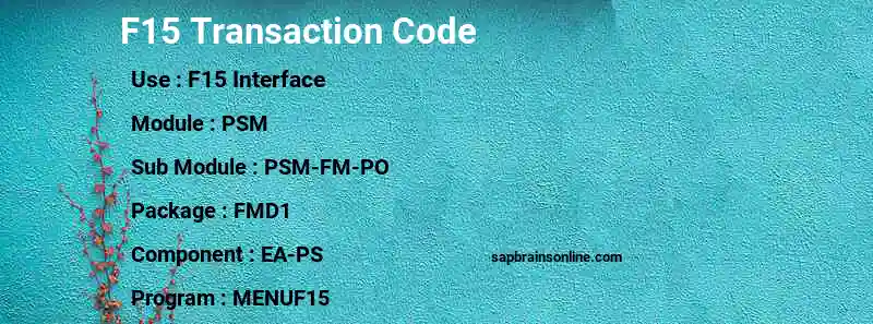 SAP F15 transaction code