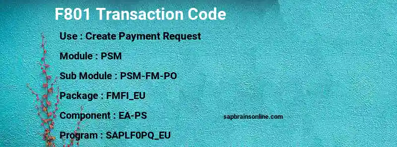 SAP F801 transaction code