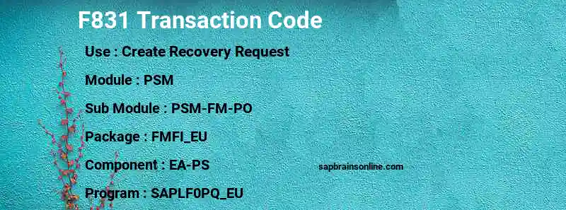 SAP F831 transaction code