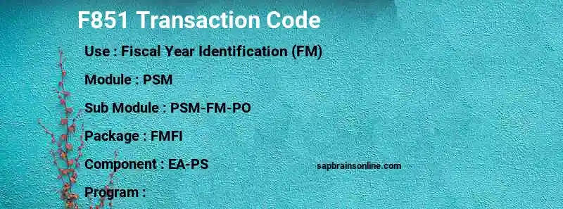 SAP F851 transaction code