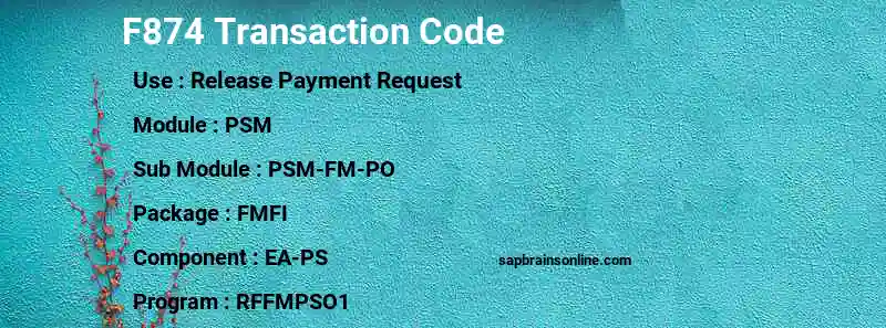 SAP F874 transaction code