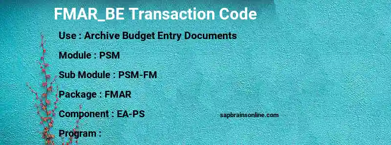 SAP FMAR_BE transaction code
