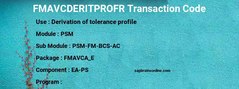 SAP FMAVCDERITPROFR transaction code