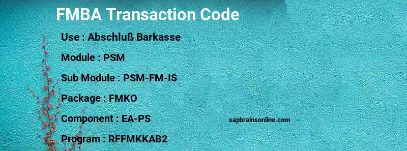 SAP FMBA transaction code