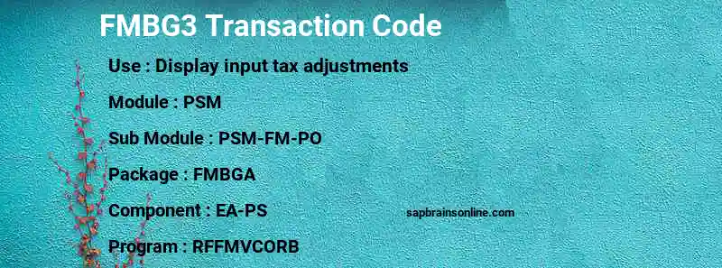 SAP FMBG3 transaction code