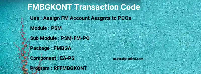 SAP FMBGKONT transaction code