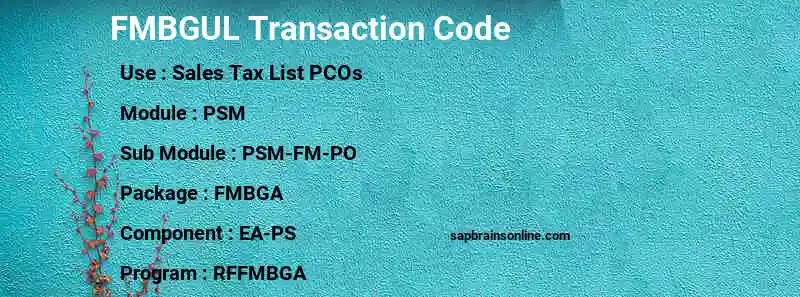 SAP FMBGUL transaction code