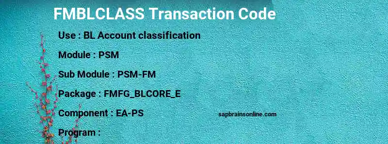 SAP FMBLCLASS transaction code