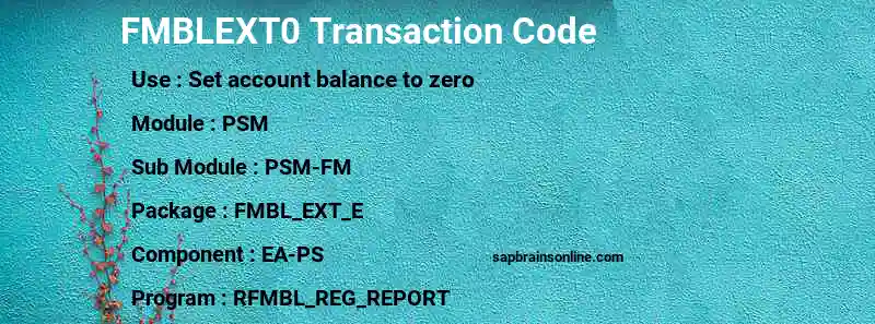 SAP FMBLEXT0 transaction code