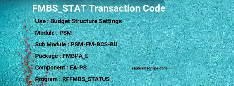 SAP FMBS_STAT transaction code