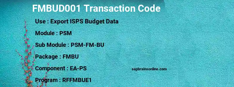 SAP FMBUD001 transaction code