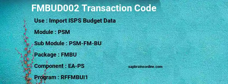 SAP FMBUD002 transaction code