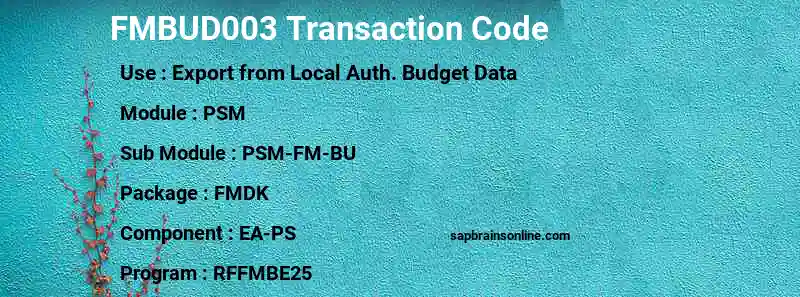 SAP FMBUD003 transaction code