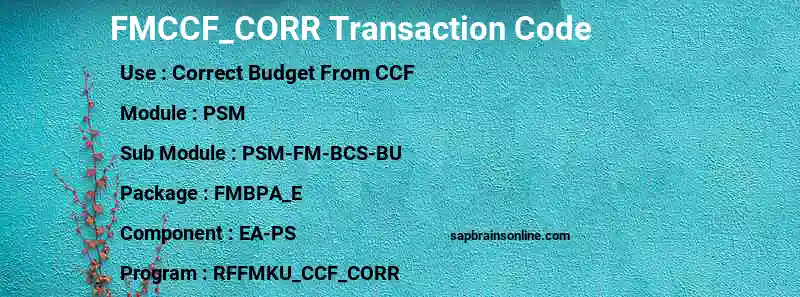 SAP FMCCF_CORR transaction code
