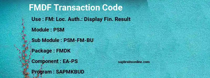 SAP FMDF transaction code