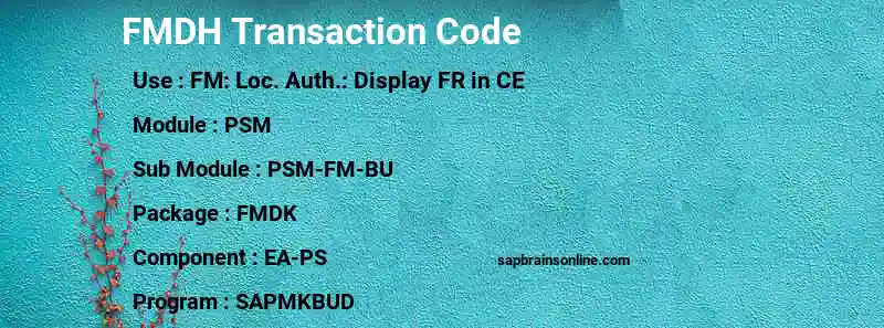 SAP FMDH transaction code