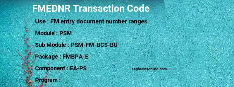 SAP FMEDNR transaction code