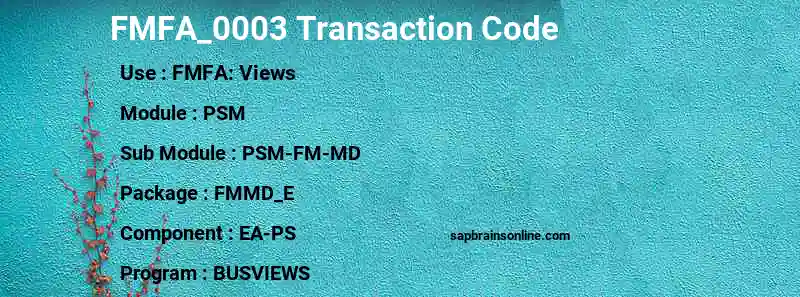 SAP FMFA_0003 transaction code