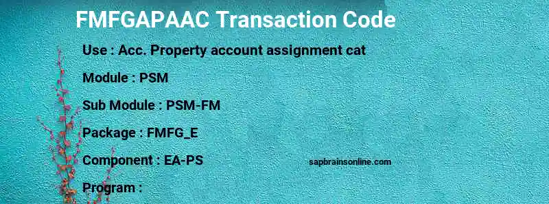 SAP FMFGAPAAC transaction code