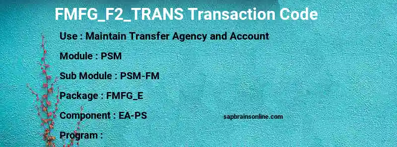 SAP FMFG_F2_TRANS transaction code
