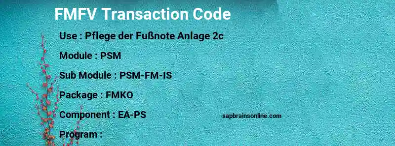 SAP FMFV transaction code