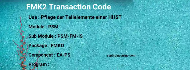 SAP FMK2 transaction code
