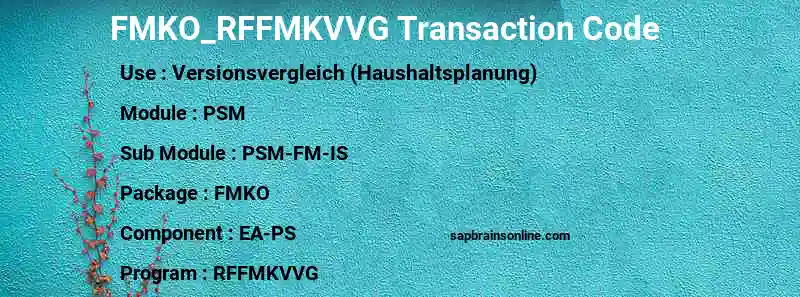 SAP FMKO_RFFMKVVG transaction code
