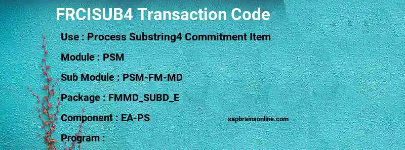 SAP FRCISUB4 transaction code