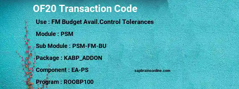 SAP OF20 transaction code