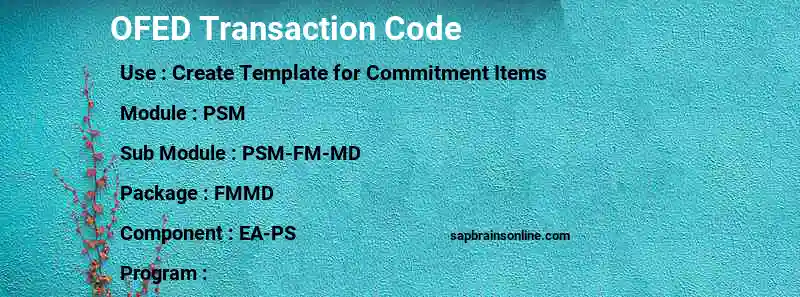 SAP OFED transaction code