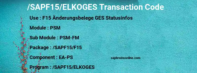SAP /SAPF15/ELKOGES transaction code
