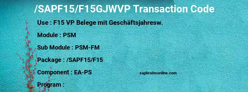 SAP /SAPF15/F15GJWVP transaction code