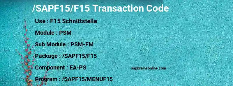 SAP /SAPF15/F15 transaction code