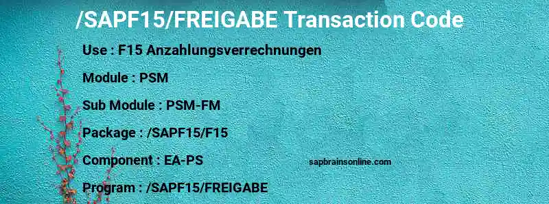 SAP /SAPF15/FREIGABE transaction code