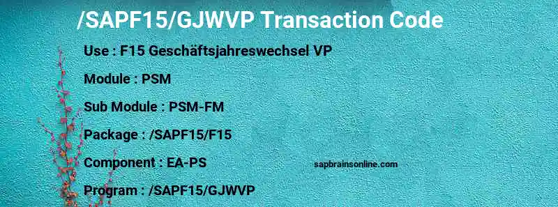 SAP /SAPF15/GJWVP transaction code