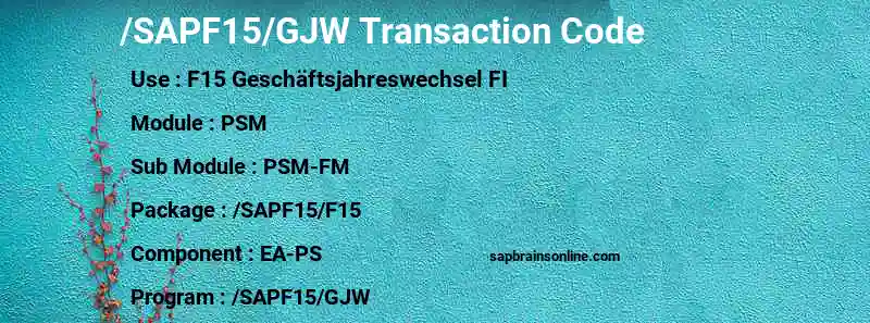 SAP /SAPF15/GJW transaction code