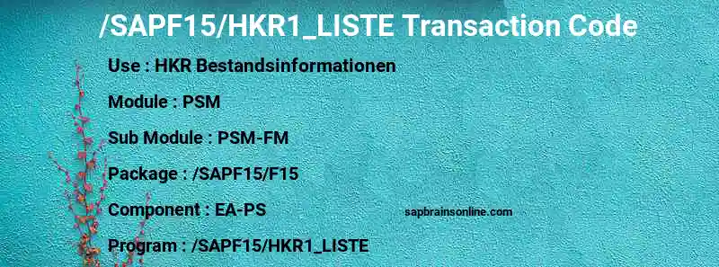 SAP /SAPF15/HKR1_LISTE transaction code