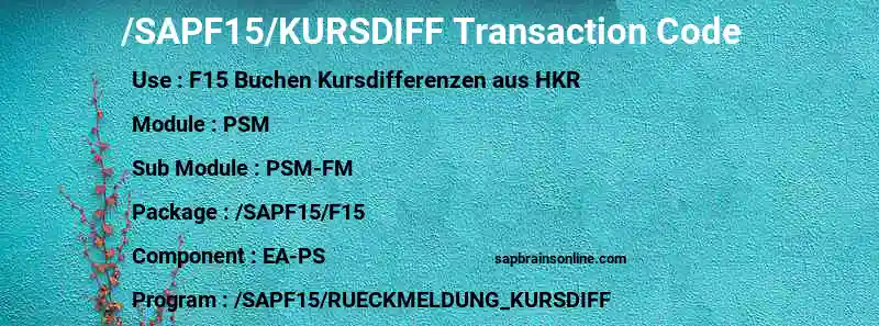 SAP /SAPF15/KURSDIFF transaction code