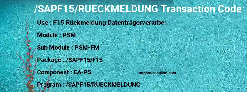 SAP /SAPF15/RUECKMELDUNG transaction code