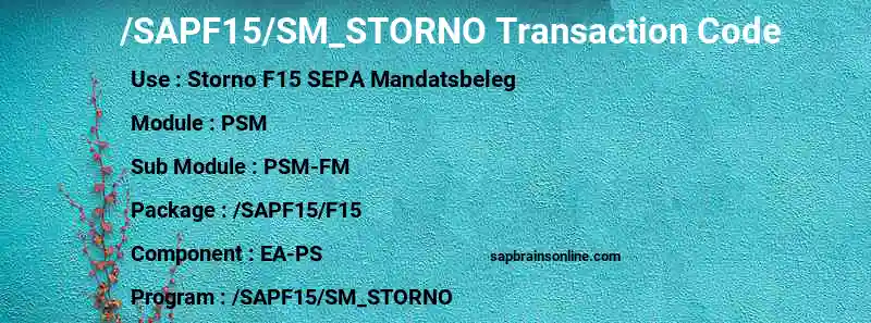 SAP /SAPF15/SM_STORNO transaction code