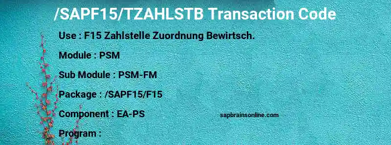 SAP /SAPF15/TZAHLSTB transaction code