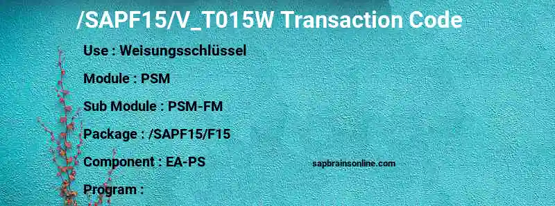 SAP /SAPF15/V_T015W transaction code