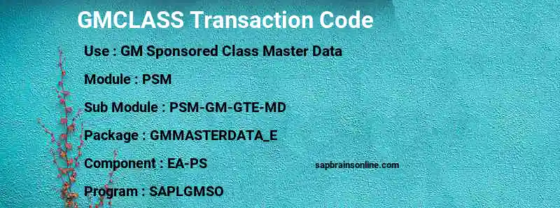 SAP GMCLASS transaction code