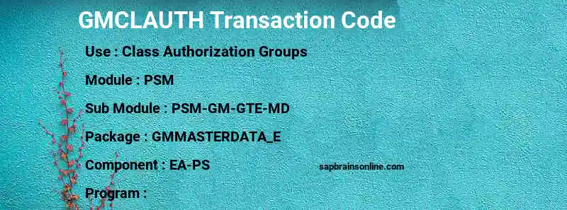 SAP GMCLAUTH transaction code