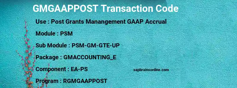 SAP GMGAAPPOST transaction code